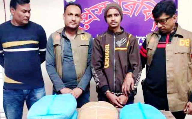 ১২ কেজি গাঁজাসহ এক মাদক কারবারিকে আটক